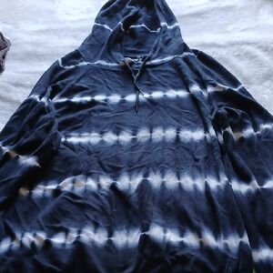 Men's Black and White Tie-Dye Hoodie